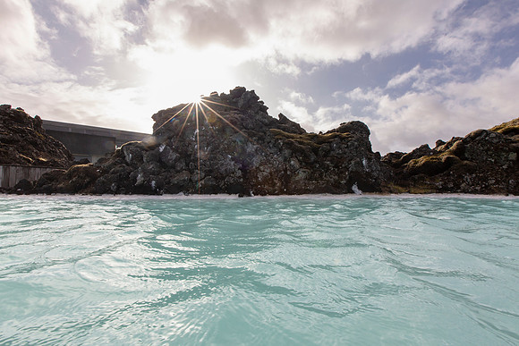 Sunrise sunburst at Blue Lagoon