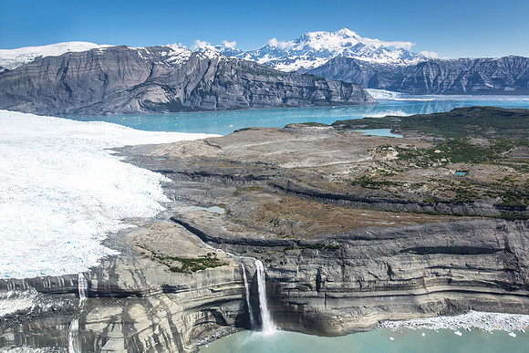 Guyot Glacier, Falls, Icy Bay, and Mount St. Elias