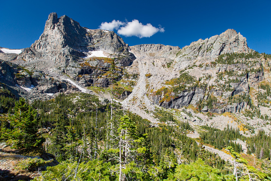 Views of Little Matterhorn along the Fern lake Trail
