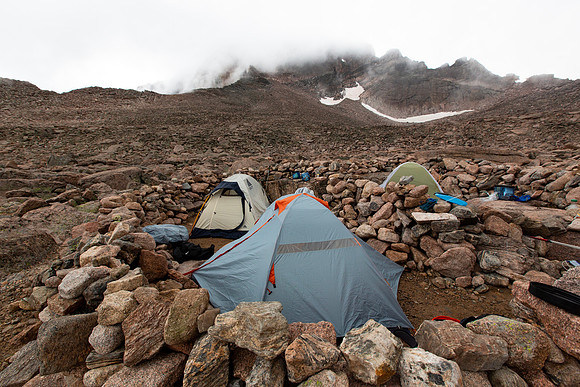Cloudy Camp spot in the Boulderfield