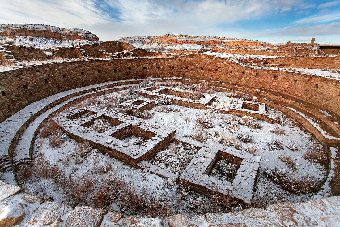 Snowy Kiva in Pueblo Bonito