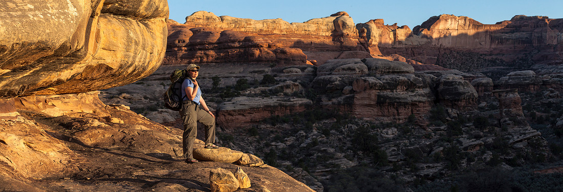 Hiker Sunset Panorama