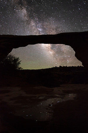 Owachomo Silhouette with Milky Way and Star Reflections