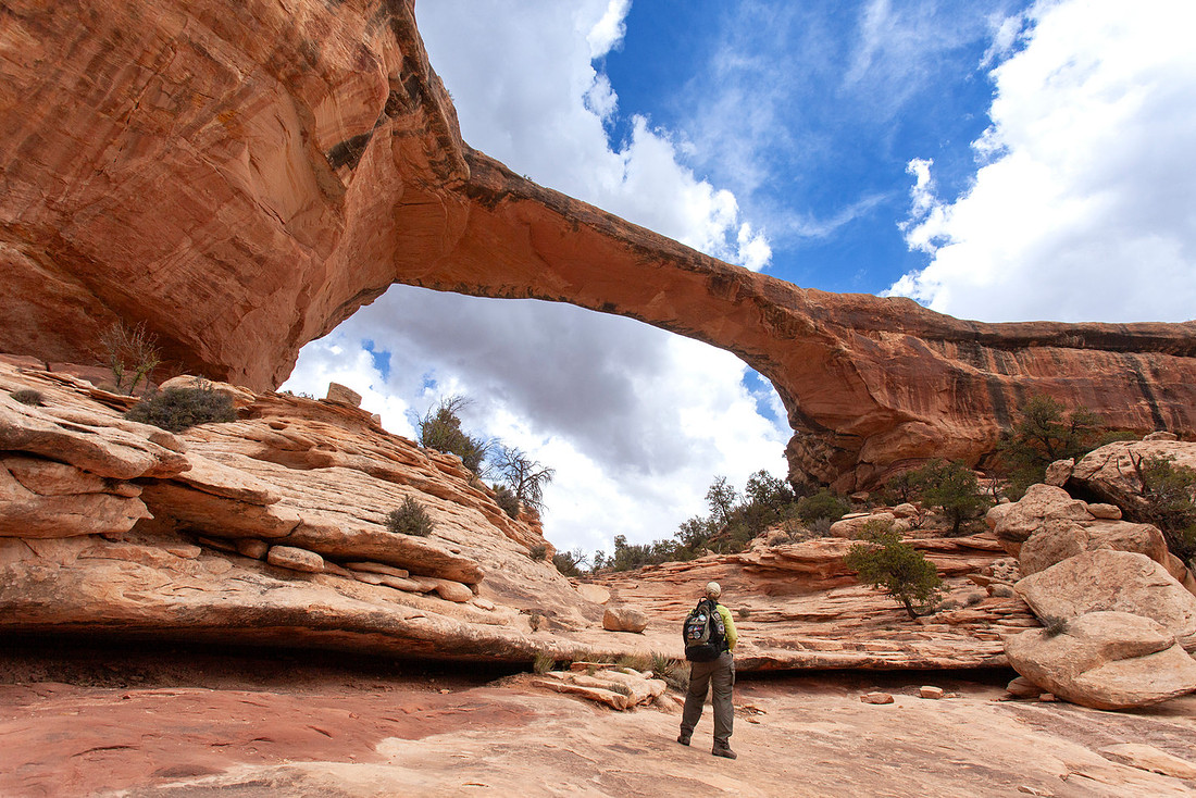 Owachomo Bridge with hiker
