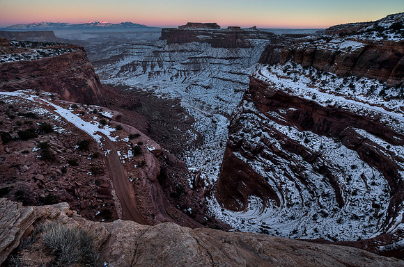Shafer Canyon with LaSal Alpenglow