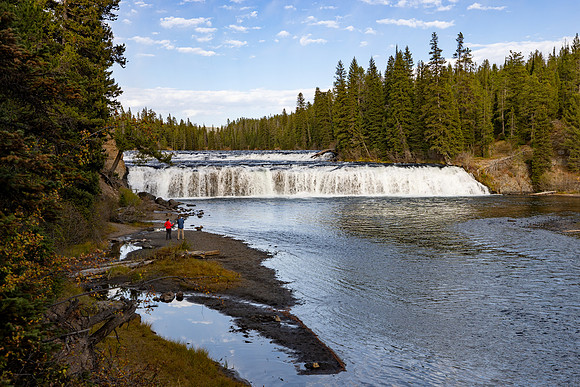 Visitors at Cave Falls