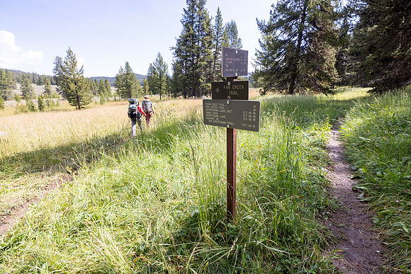 Fan Creek Trail: hikers heading east
