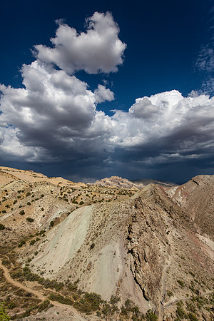 Split Mountain With Clouds