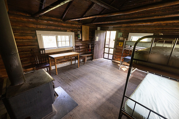 Custer Gallatin NF Mystic Lake Cabin: interior from rear