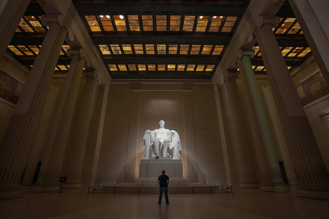 Self-portrait Lincoln Memorial at Night