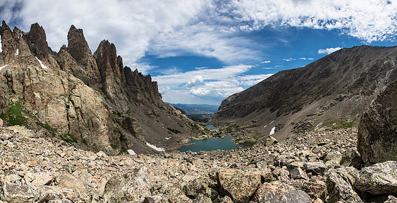 Sky Pond and Loch Vale from Taylor Glacier Terminus