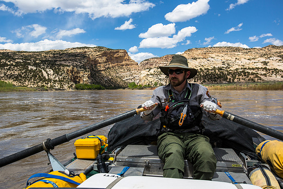Chris Rowing at the Mouth of Yampa Canyon