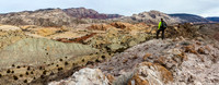 Hiker and Split Mountain Panorama